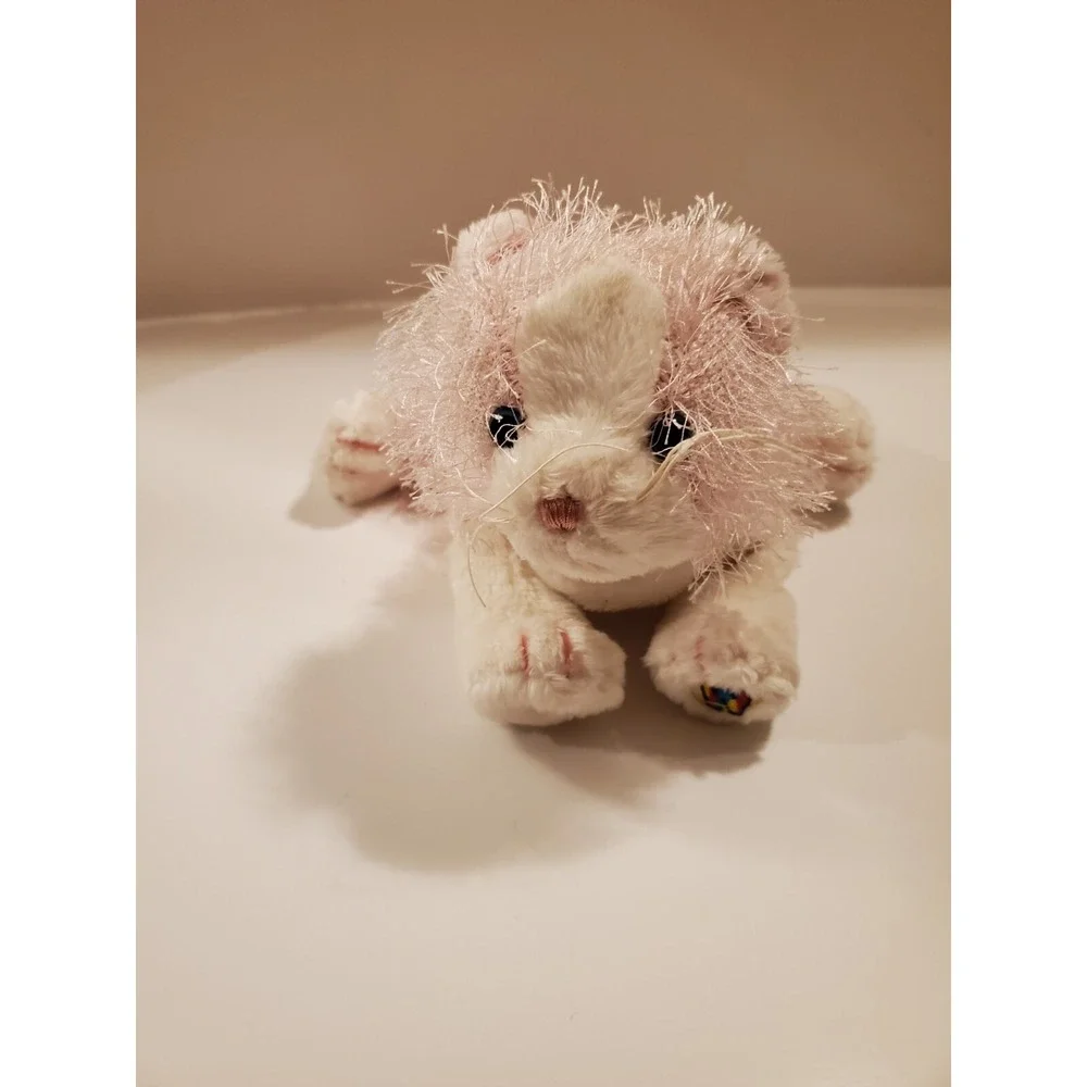 Ganz Webkinz Pink White Cat Plush Stuffed Animal No‎ Code HM189 Fuzzy 8 Inch